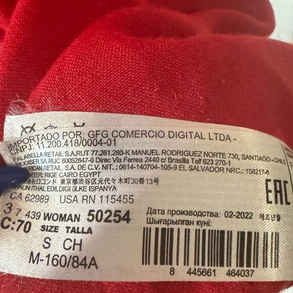 Mango Red Pure Linen Sheath Ruffle Peplum Mini Dress - Picture 9 of 9